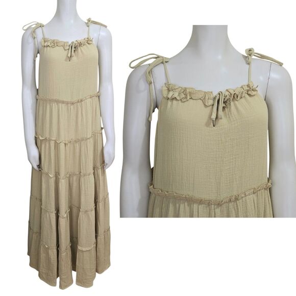 Charlie Holiday Anthropologie Dress Womens Size 6 Senorita Maxi Tiered Boho - Picture 1 of 10